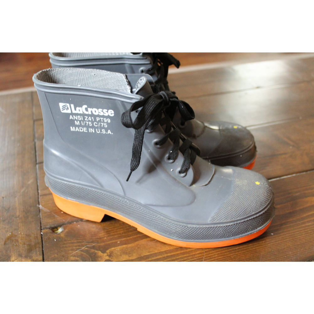 LaCrosse Rubber Work USA Made Boots Steel Toe Size 9 ANSI Z41 PT99 Gray